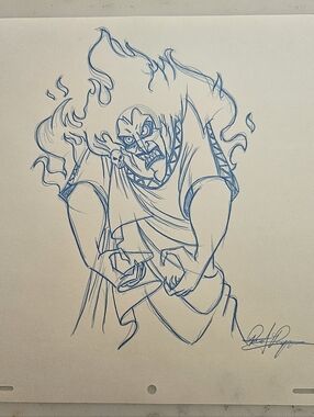 Disney Hercules Hades Drawing/Sketch Animation Art Signed Handmade/Drawn